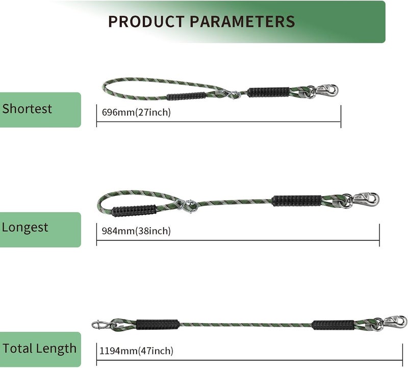 Dakzhou Adjustable Hammock Tree Straps Heavy Duty Tree Swing Rope 3.9Ft(47") 360°Rotation Tree Swings Hanging 1000lbs for Outdoor Swings Hammock Playground Set Accessories,2Pcs of Green - Image 4